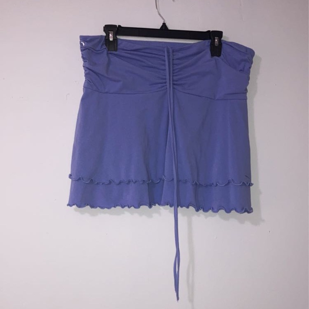Purple ruffle mini skirt